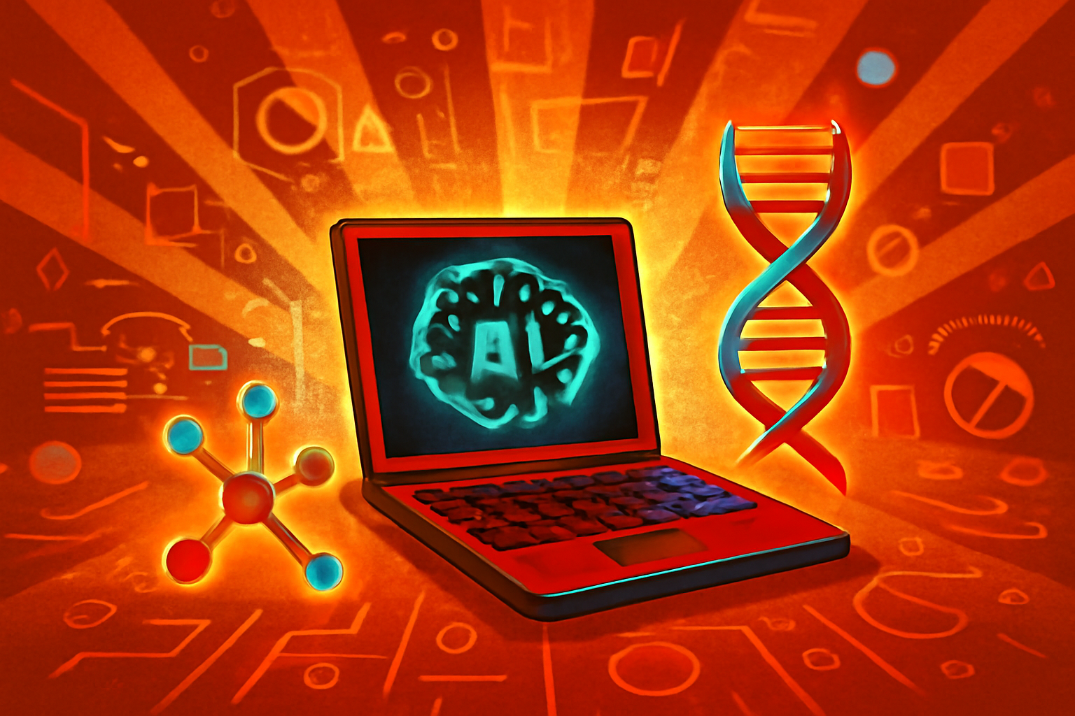 A scientist and a software engineer working together at a computer in a modern biotechnology laboratory showing biological data.