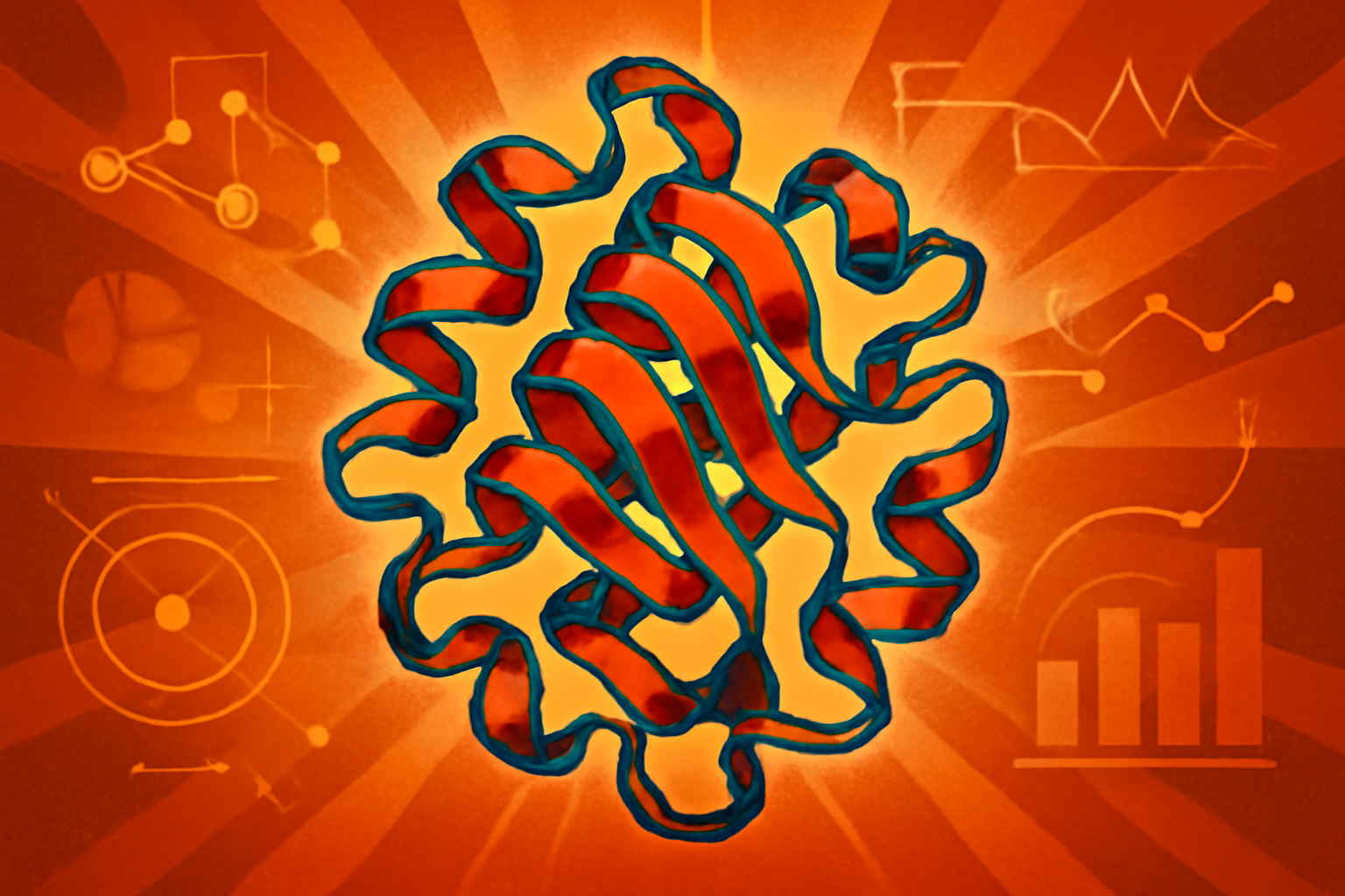 A 3D visualization of a complex protein structure displayed on a laboratory screen, representing MIT's new PottsMPNN framework for protein design.