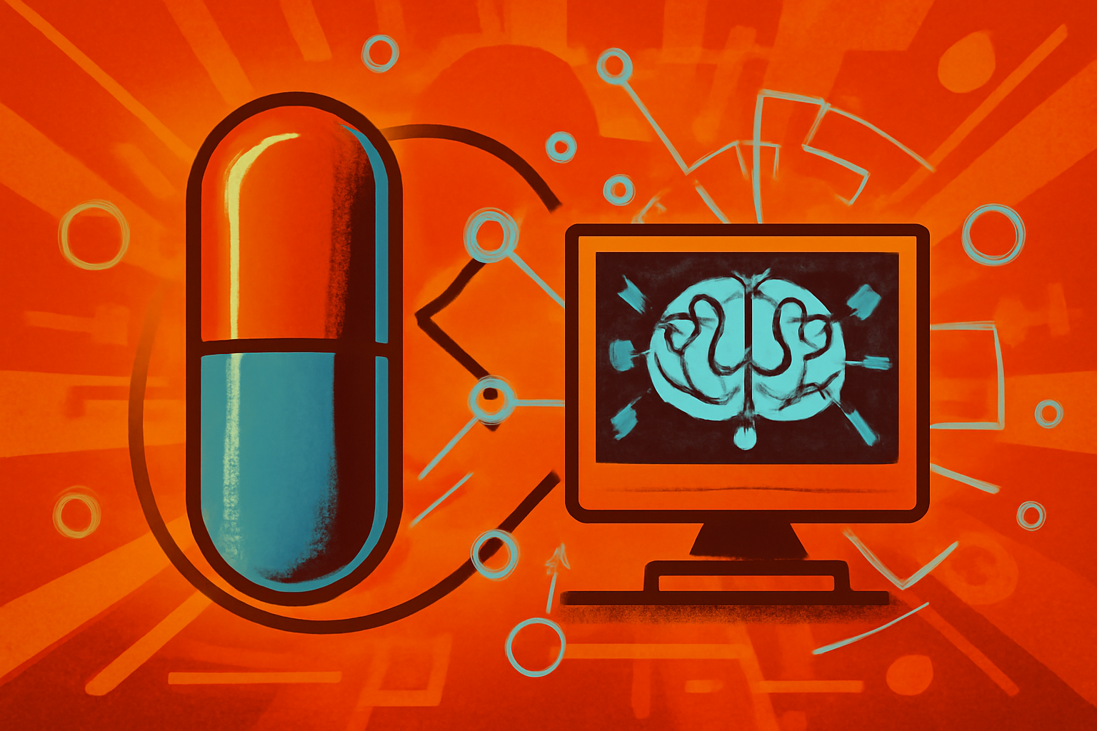 A high-tech laboratory featuring a glowing digital twin of a human brain on a transparent screen. Data points and neural pathways are highlighted in blue and white, symbolizing AI-driven neurological research.