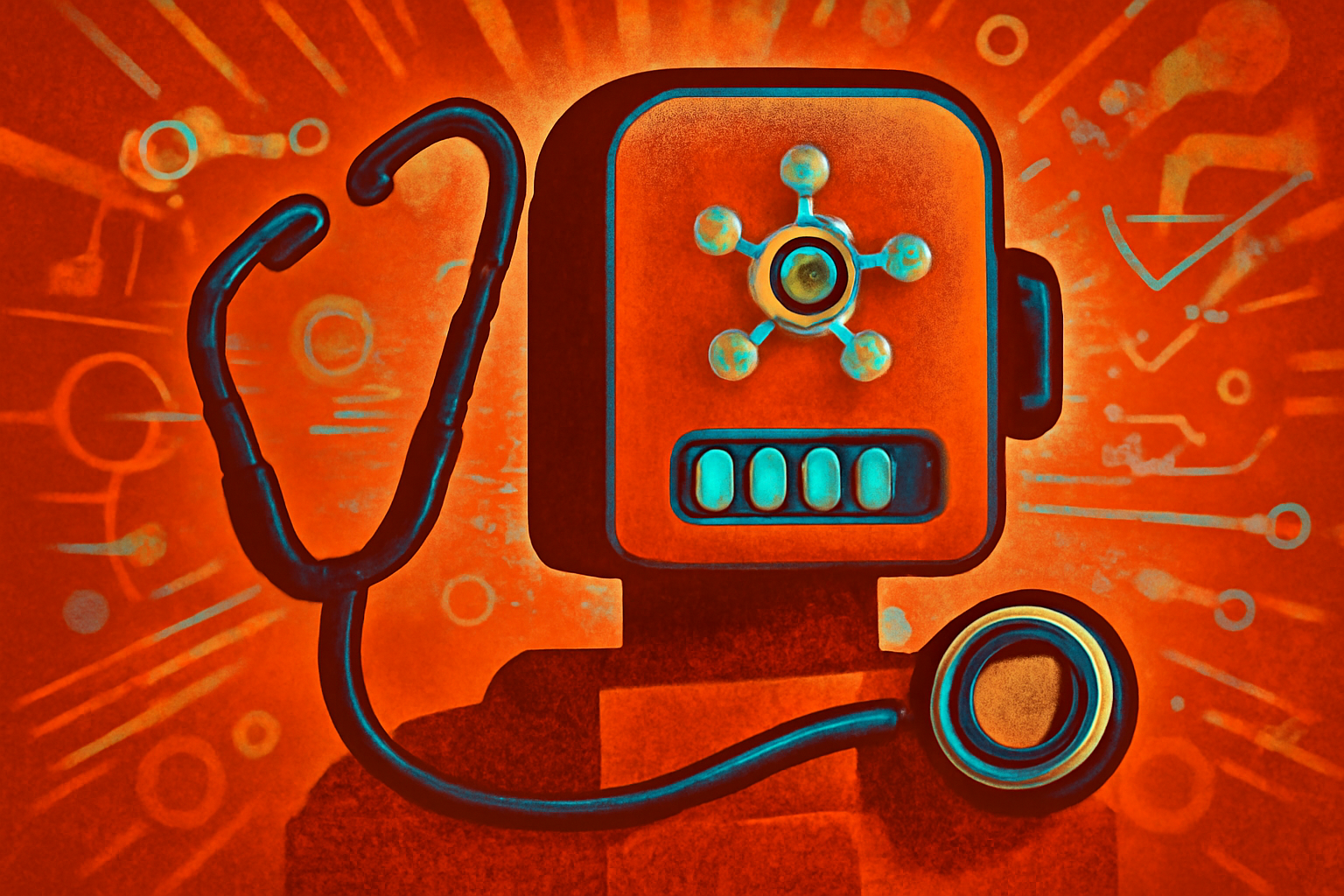 A digital interface showing medical diagnostic data in a hospital setting, symbolizing AI assistance in healthcare.
