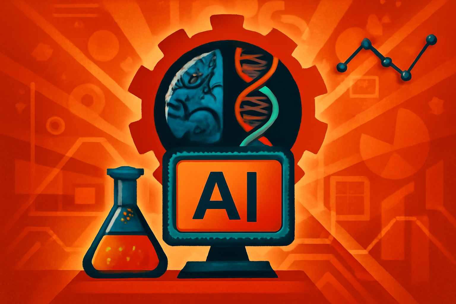 Researchers at the University of Sheffield looking at a digital screen showing 3D protein structures and genomic data for AI-driven ALS research.