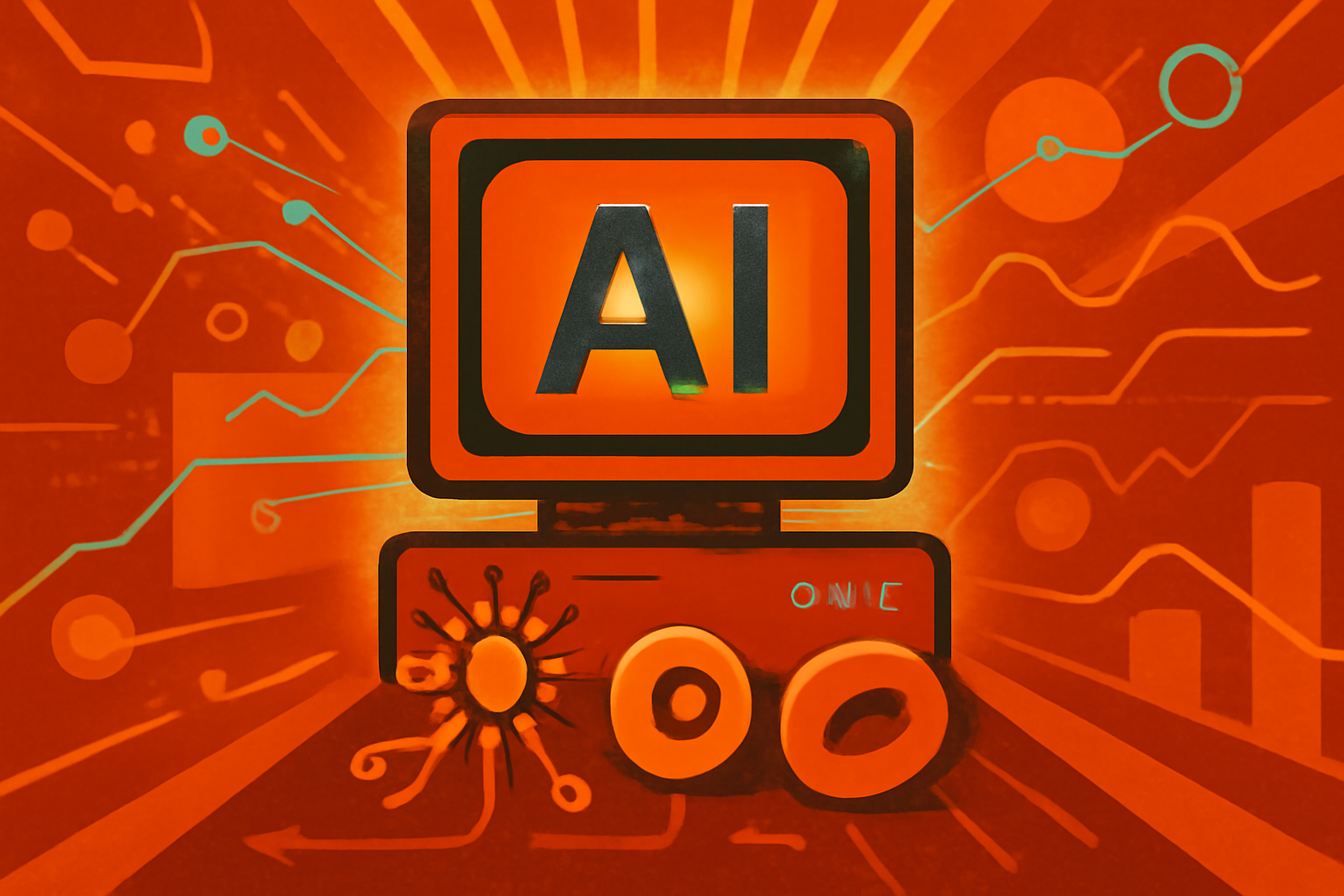Microscopic cell at a digital crossroads with glowing lines representing AI predictions of cell fate transitions.