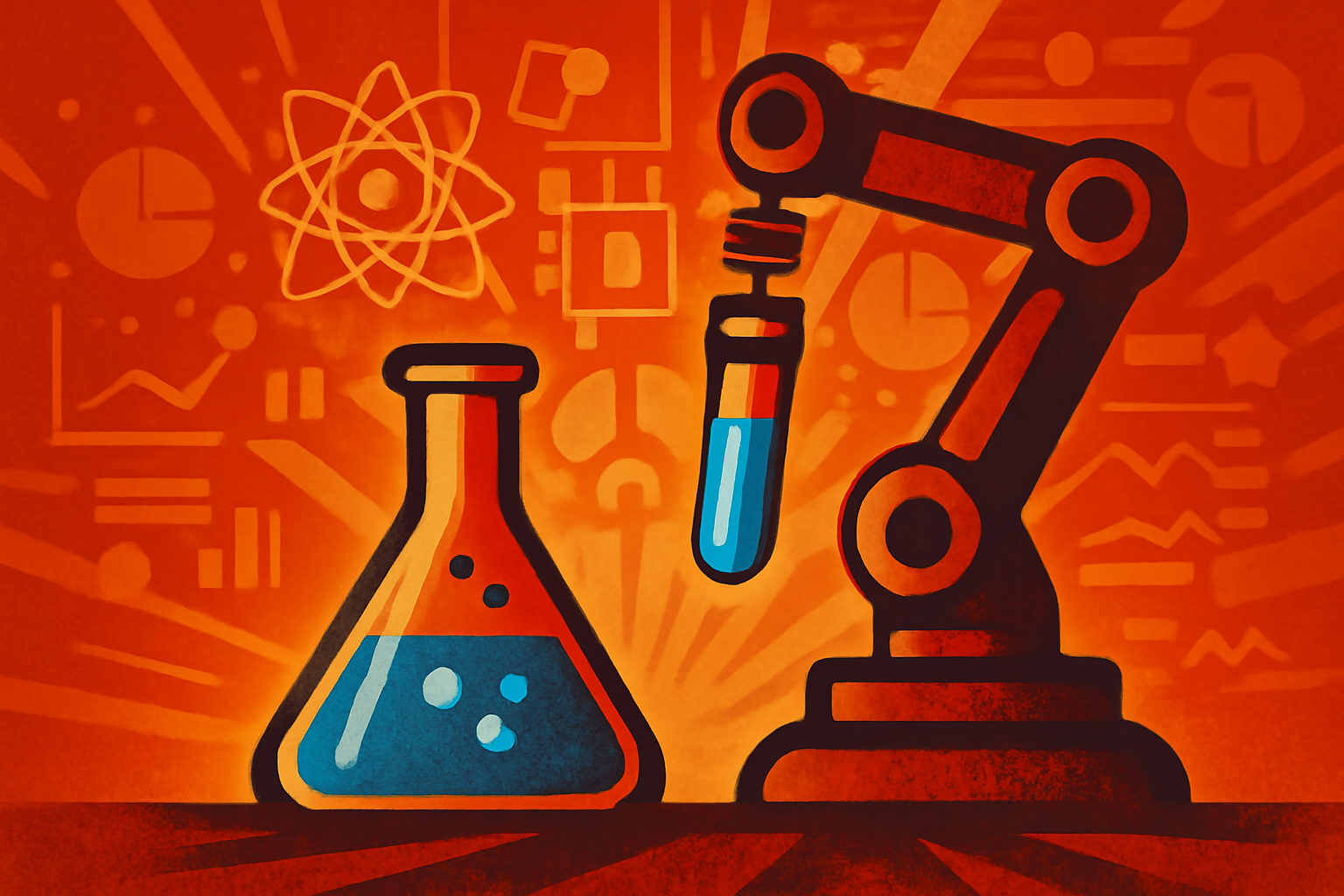 A modern scientific laboratory featuring autonomous robotic arms and specialized equipment used for physics and chemistry experiments.