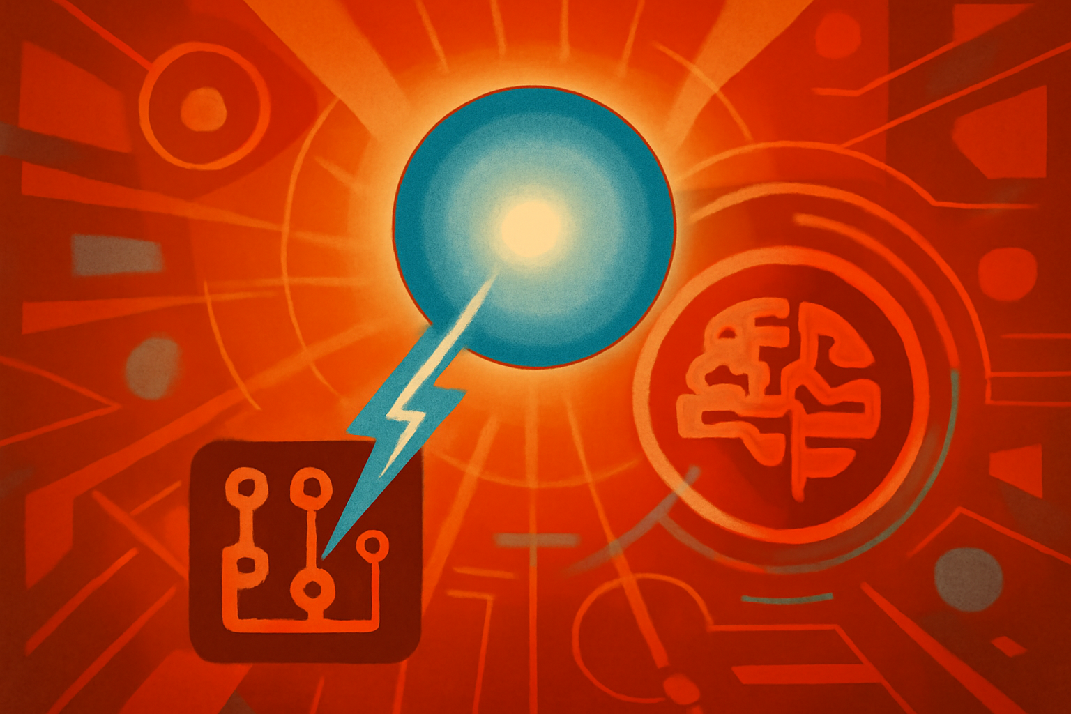 An abstract digital rendering of a hybrid light-matter particle glowing with blue and gold energy, representing a breakthrough in AI hardware physics.