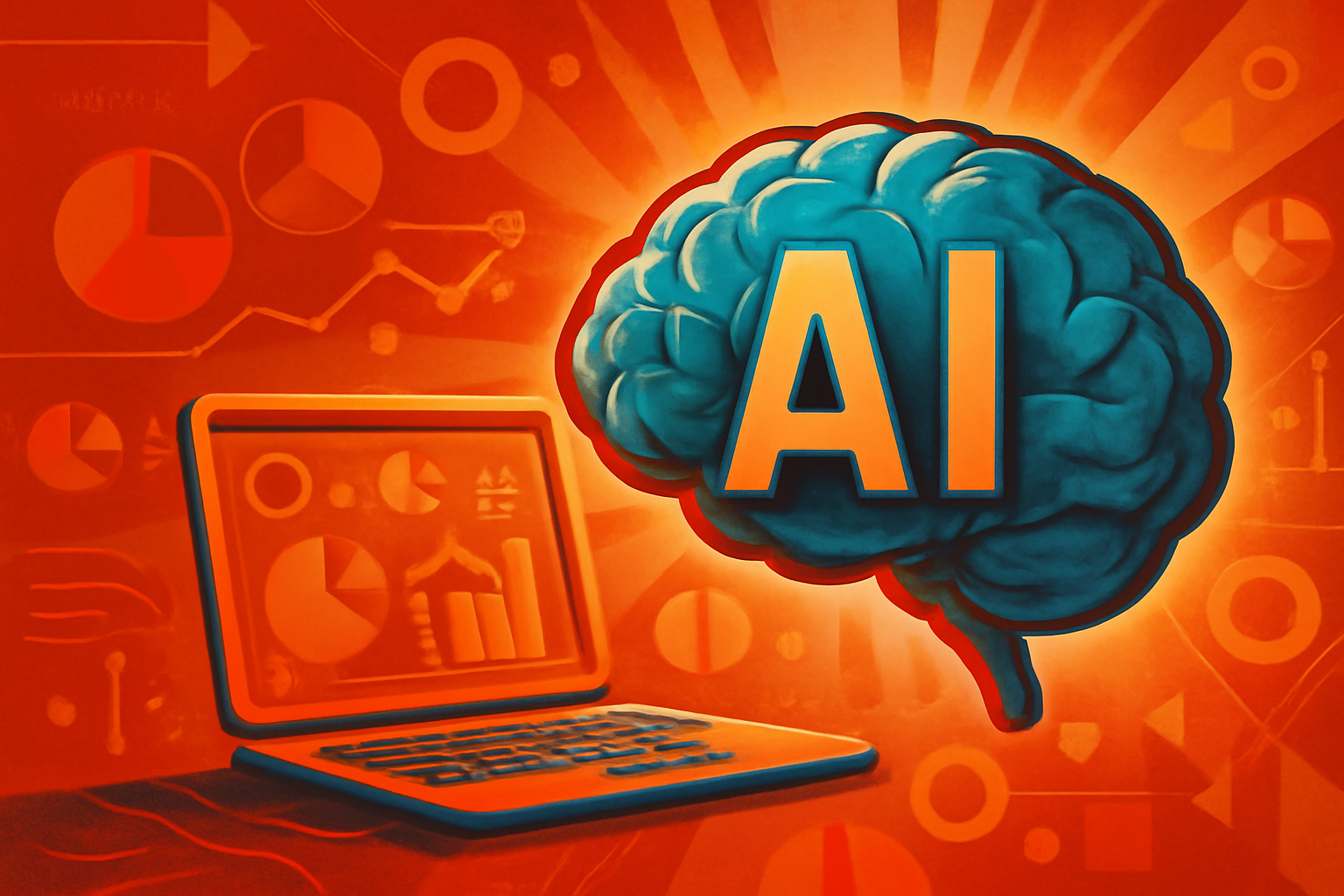 A digital illustration of a mechanical gear being painted with an AI logo, symbolizing AI washing, next to a silhouette of a human head representing cognitive sovereignty.
