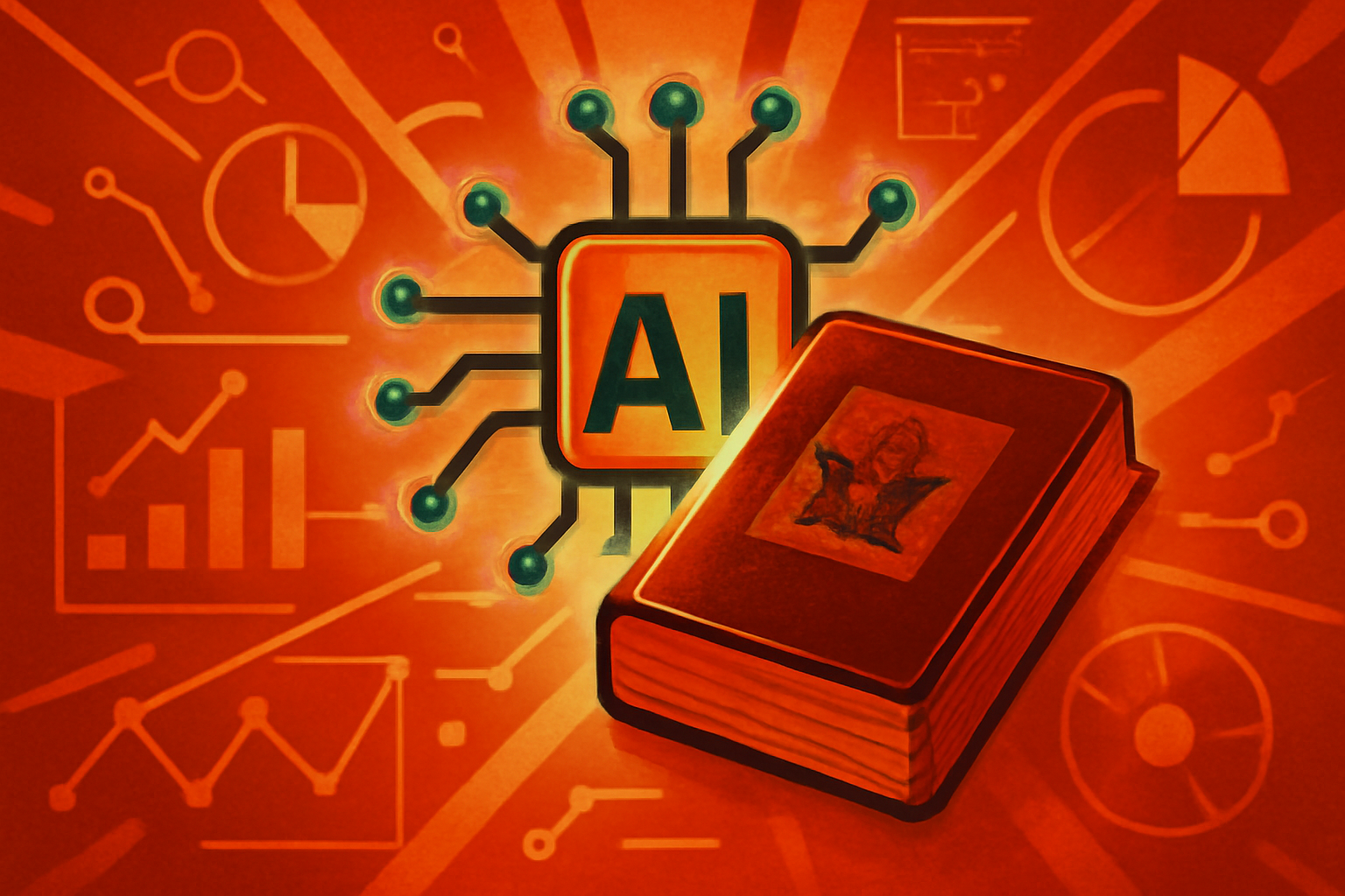 A digital infographic on a screen in a professional setting showing the four pillars of AI competitiveness: science, human capital, governance, and economy.