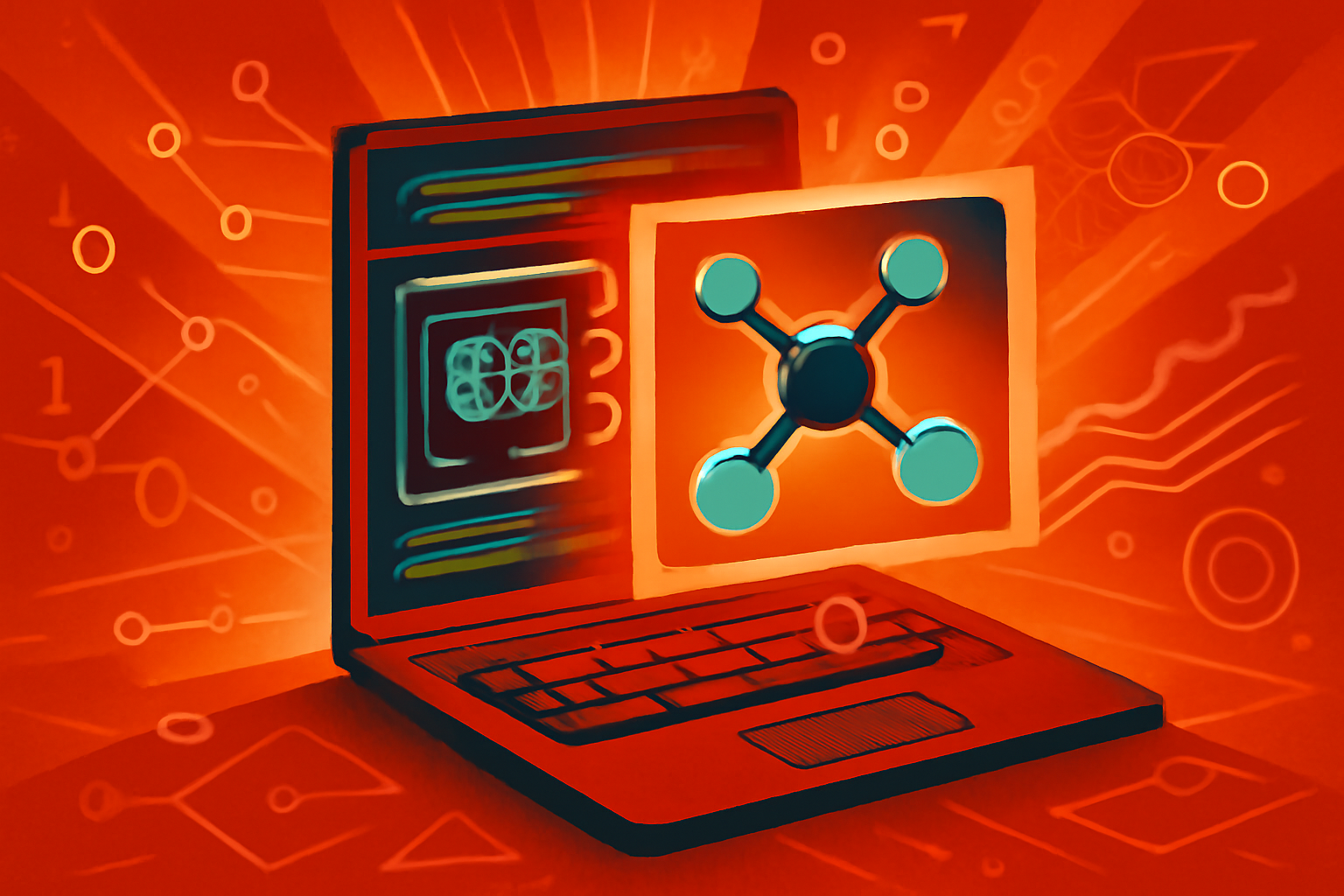 A digital screen in a laboratory setting displaying 3D molecular models and machine learning data related to gallium semiconductor research.
