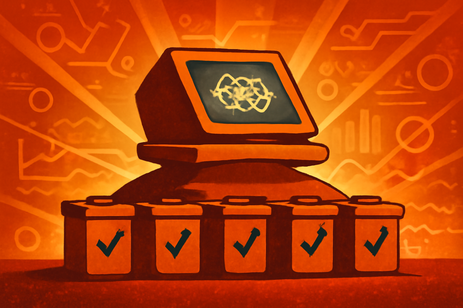 A digital graphic showing seven interconnected nodes representing AI models converging on a central shield, symbolizing a verification protocol for medical data.