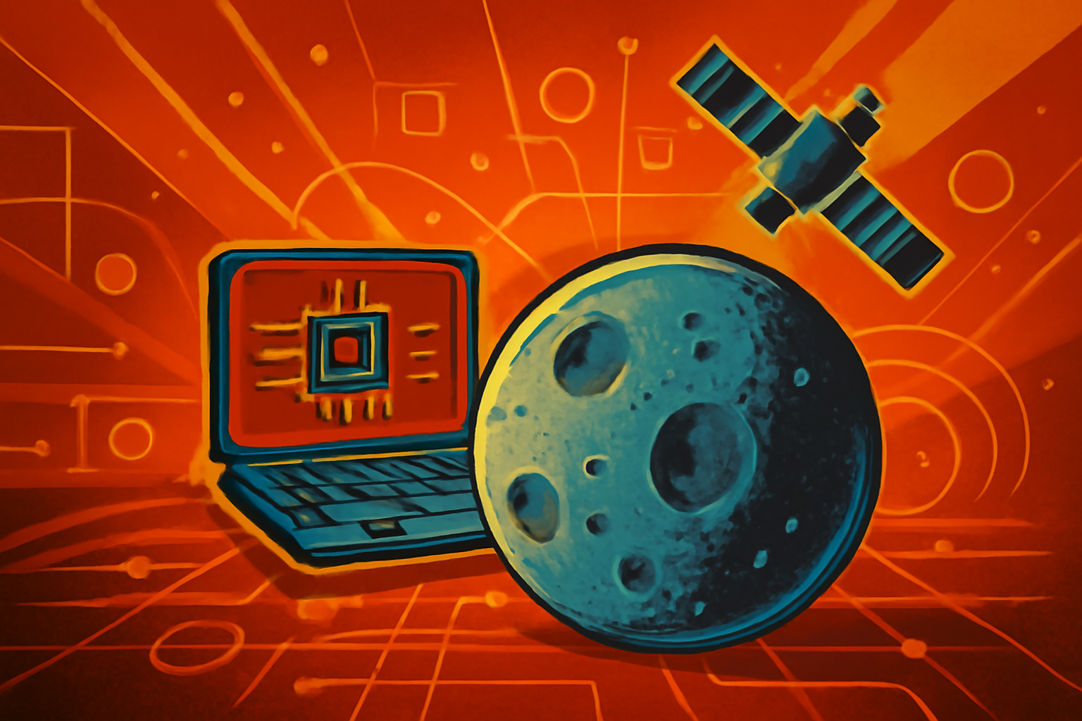 A digital rendering of the lunar surface with glowing blue AI overlays highlighting craters, representing a new mapping technology from BIT Mesra.