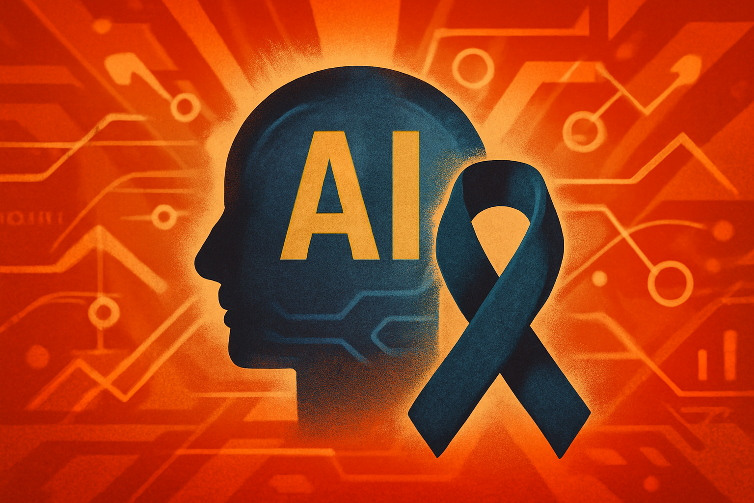 A patient in a modern medical clinic reviews complex AI-generated cancer data on a digital tablet, illustrating the difficulty of understanding online health information.