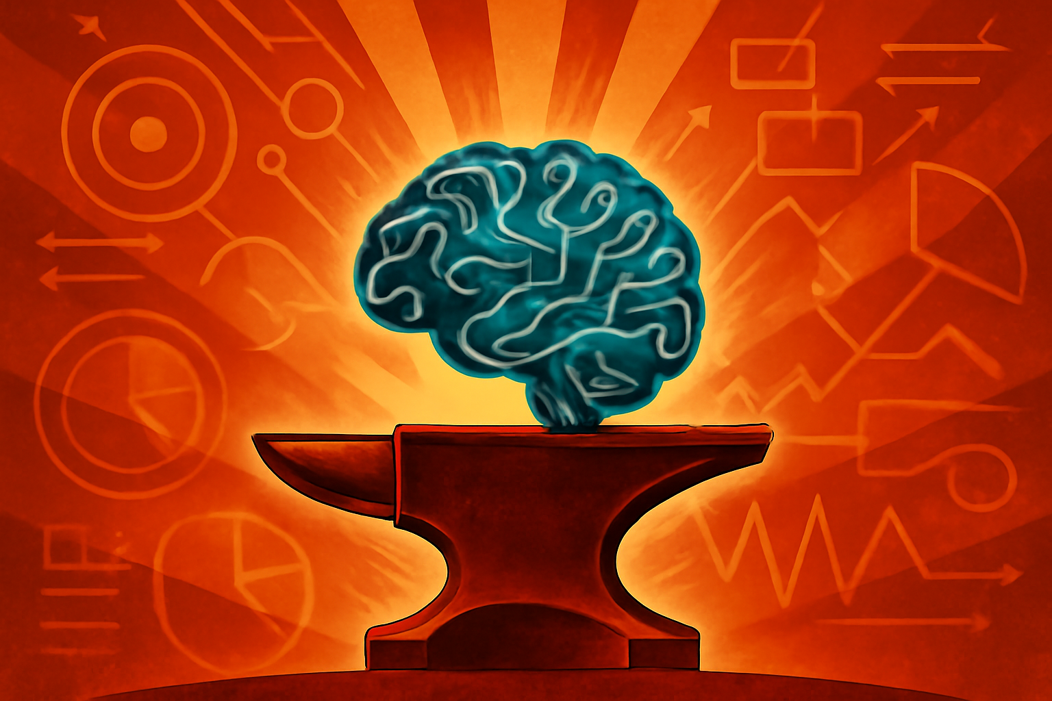 A futuristic laboratory scene showing digital neural network overlays on technological equipment, representing the AI Forge initiative.