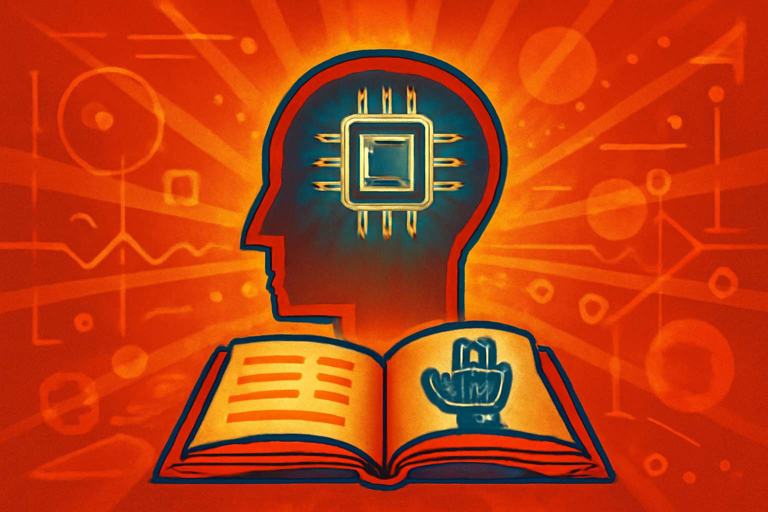 Primary school students in China sit at desks using tablets and educational robots to learn about artificial intelligence concepts in a modern classroom.