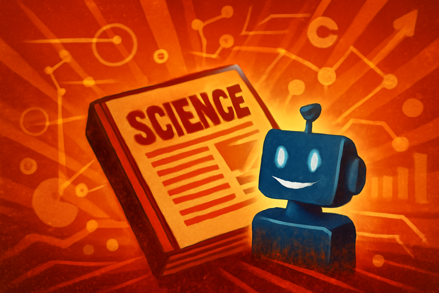 A digital tablet screen displaying a scientific journal article with a large red stamp that reads Expression of Concern, set against a blurred background of library bookshelves.