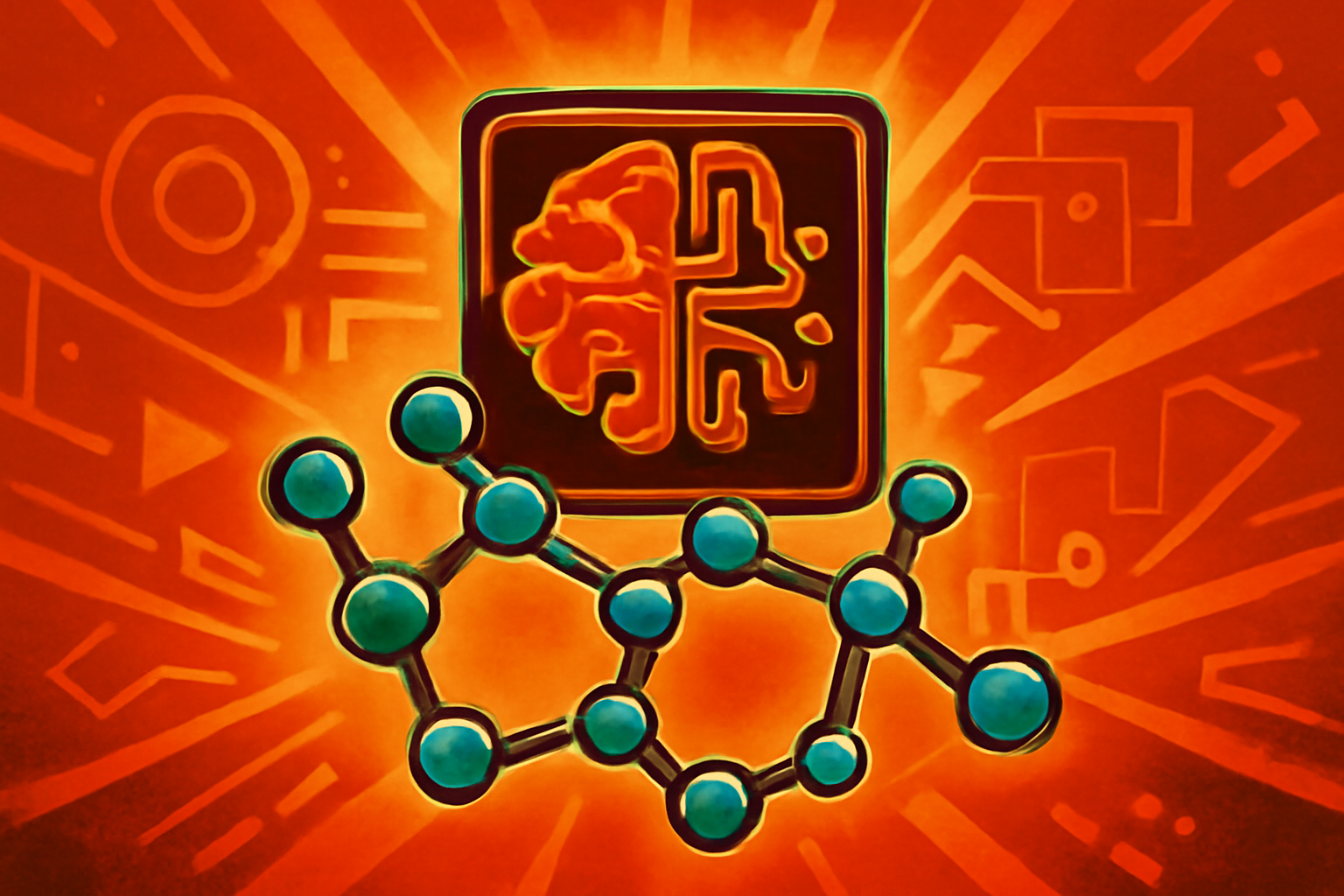 A digital 3D model of a complex molecule being analyzed on a holographic screen in a modern science laboratory.