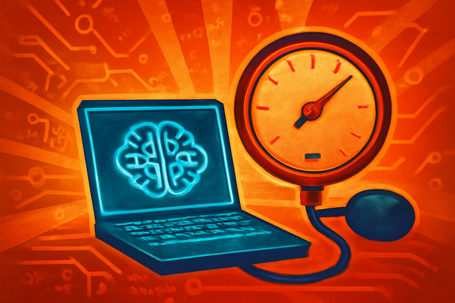A digital interface showing medical data analysis and a 3D rendering of human adrenal glands, illustrating AI detection of primary aldosteronism.