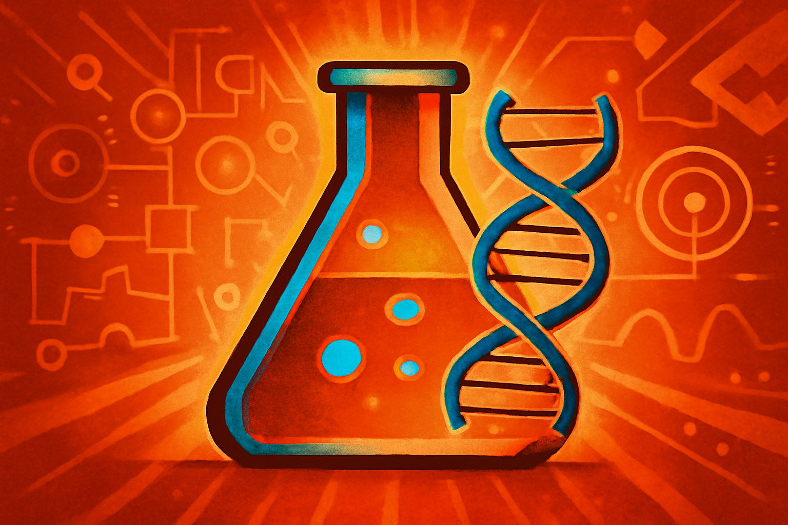 A 3D digital visualization of a peptide molecule structure being edited on a computer screen in a scientific laboratory.
