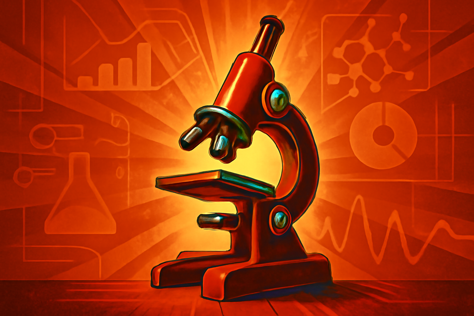 A laboratory workstation with a tablet showing DNA sequences and molecular structures for AI-driven life science research.