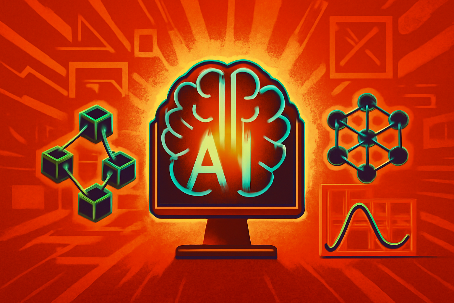 A digital display showing a 3D atomic structure of a molecule next to a colorful graph representing optical absorption spectra in a laboratory setting.