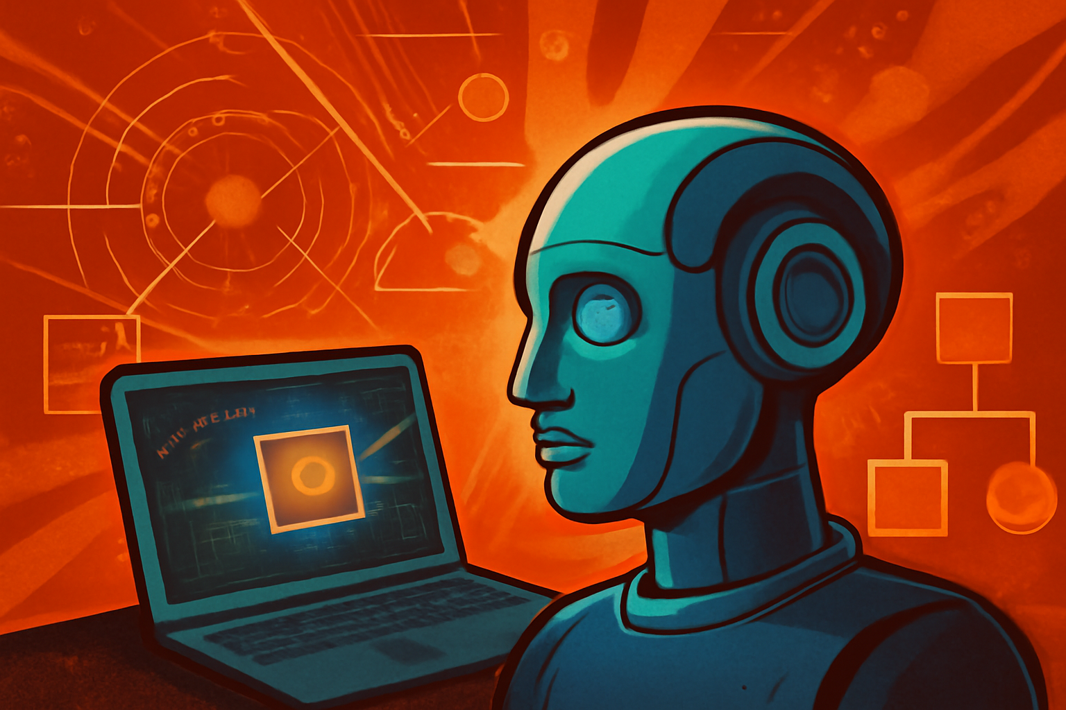 A robot in a lab environment with a digital overlay illustrating its spatial memory system and object recognition capabilities.