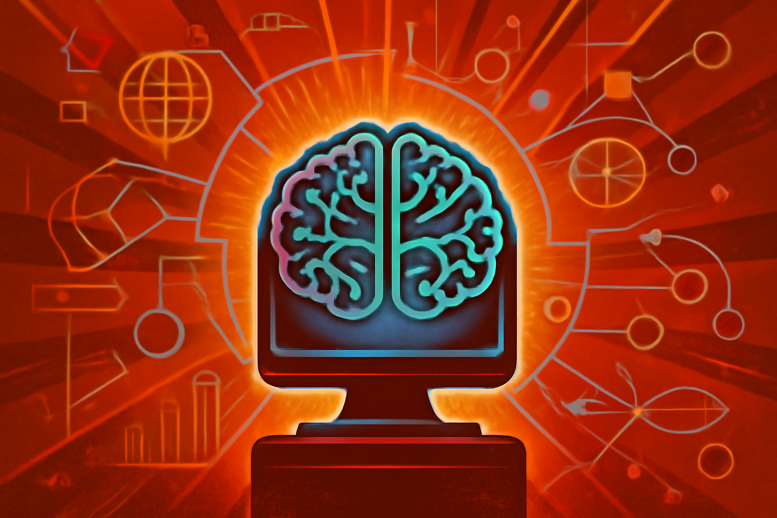 A conceptual digital interface showing an AI neural network with security symbols and a map, representing global access controls and national security compliance.