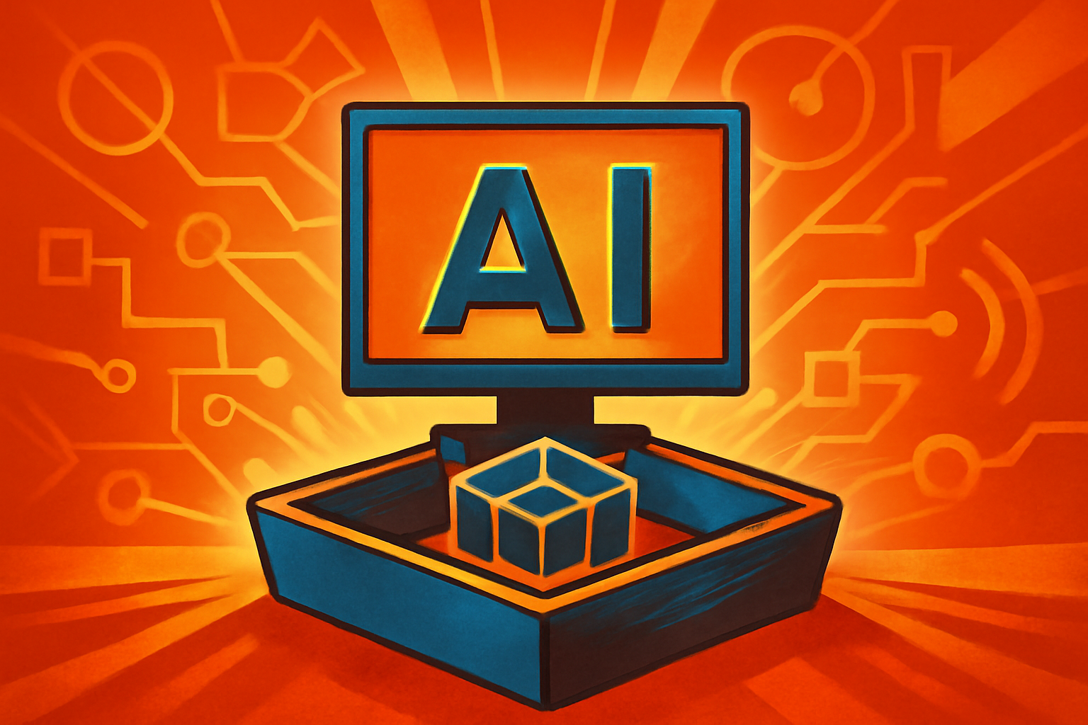 An abstract digital visualization of a high-tech laboratory where artificial intelligence models are being tested and analyzed for compliance and robustness.
