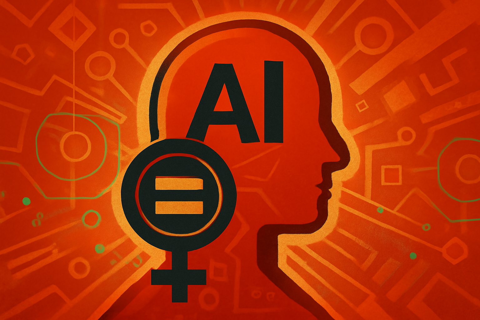 Diverse women professionals working in a modern technology office with digital AI network visualizations in the background.