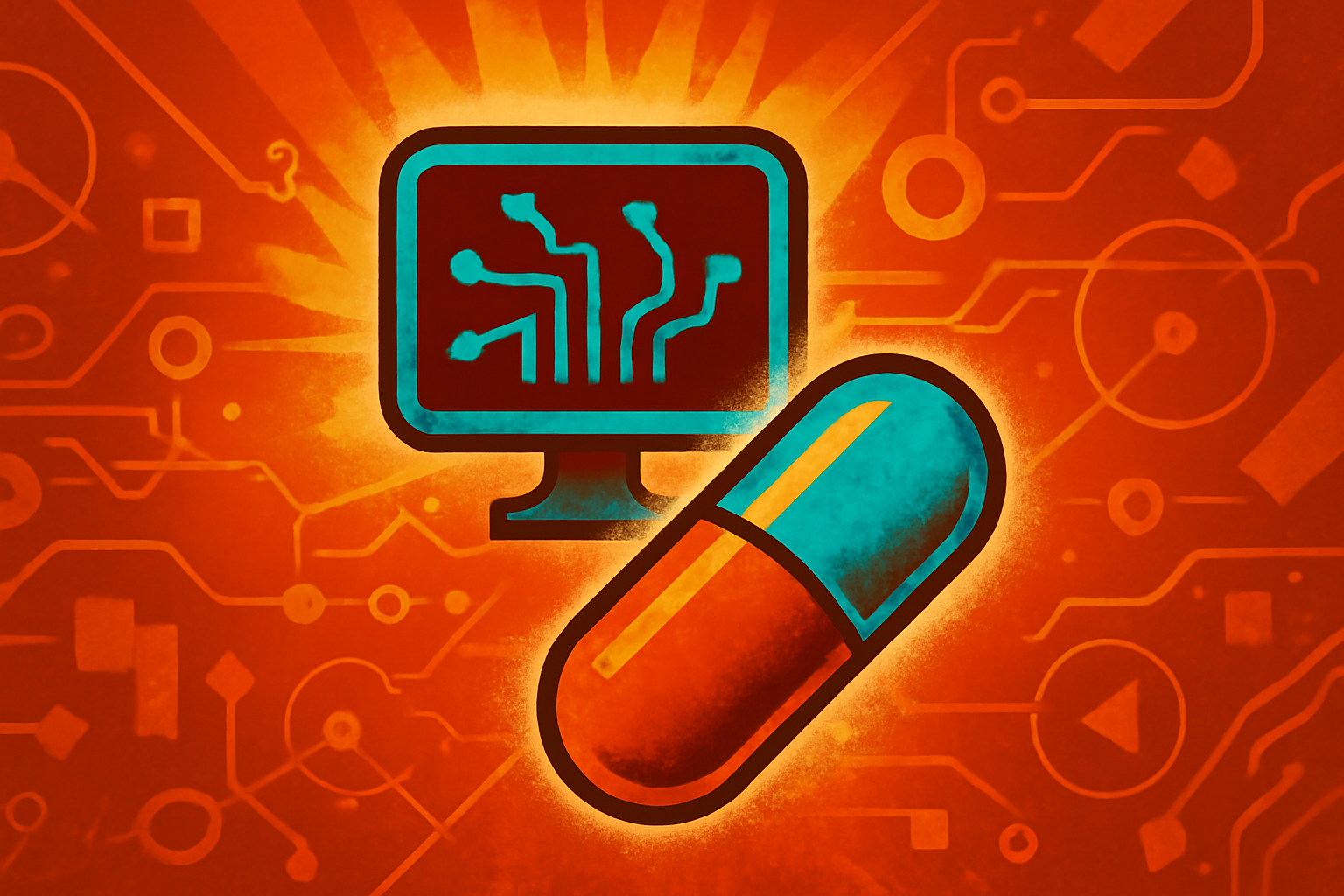 A 3D molecular model on a computer screen in a scientific laboratory, representing AI-driven antibiotic discovery for resistant bacteria.