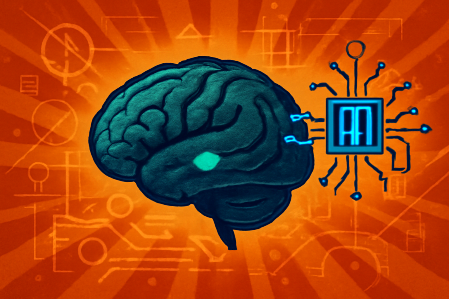 A 3D medical illustration of a human brain showing digital AI analysis of the gray matter to reveal previously hidden lesions.