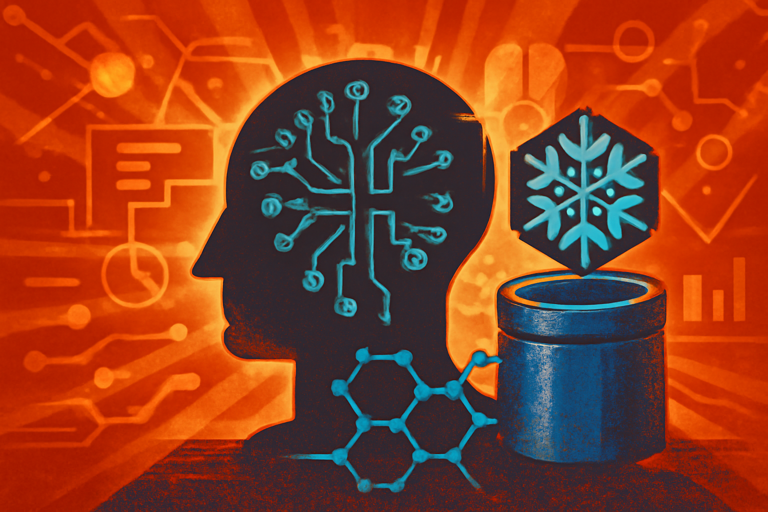 A digital visualization of atomic structures on a computer screen in a scientific laboratory, representing the AI-driven discovery of new superconductors.