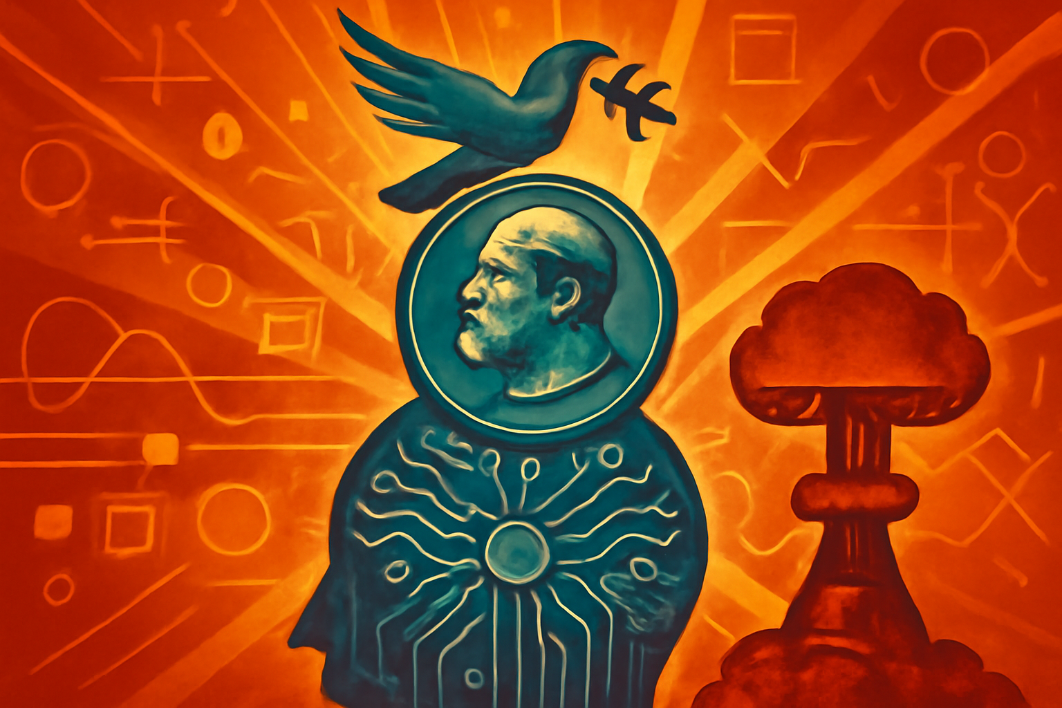A group of scientists and experts gathered in a formal hall at Castel Gandolfo to discuss technology and peace.