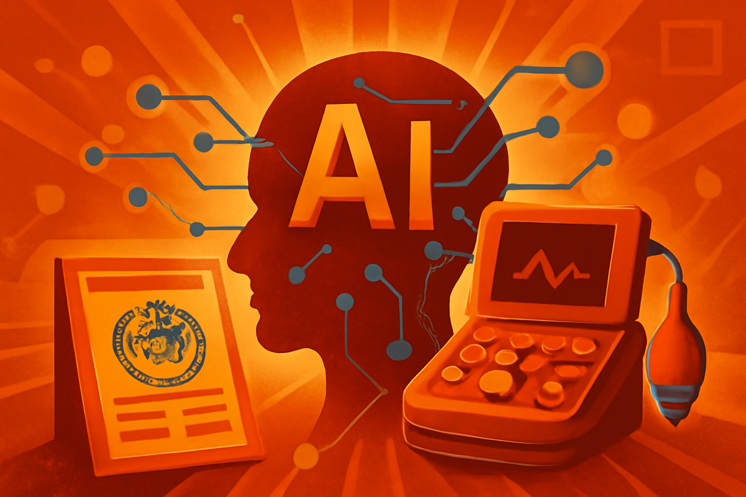 A speaker at a World Health Organization conference in Lisbon addressing an audience about artificial intelligence in healthcare and medical diagnostics.