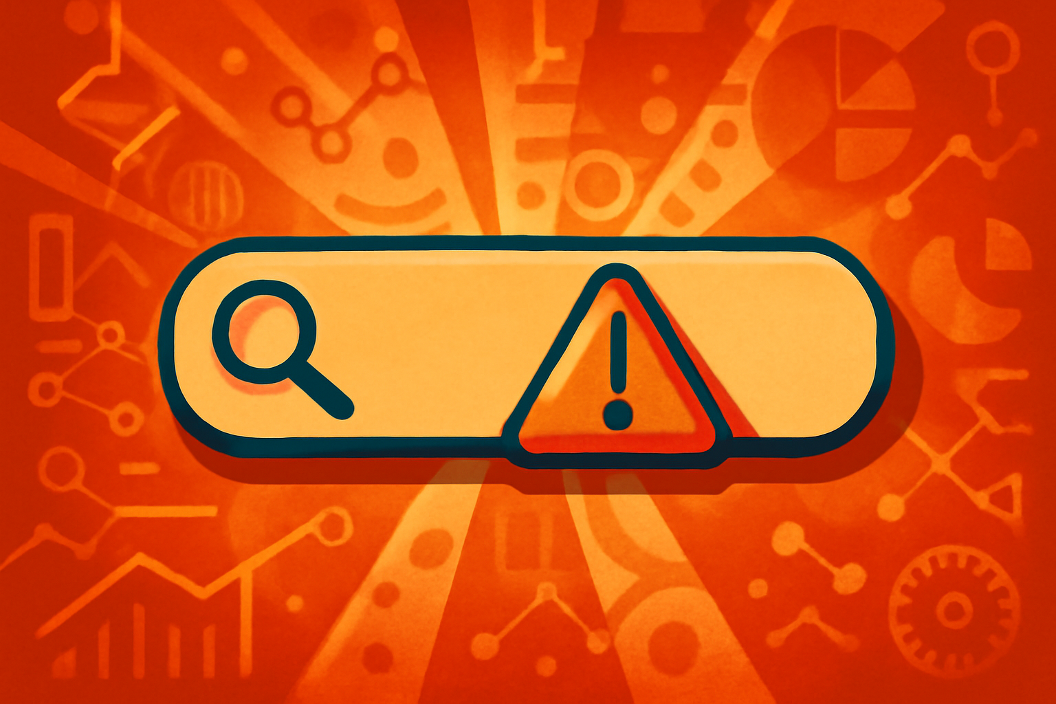 A teenage student looks at a computer screen showing AI search features with a digital warning sign indicating safety risks.