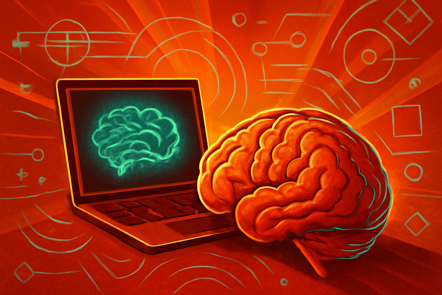 A student sits at a desk with a laptop, looking thoughtful and slightly frustrated, symbolizing the cognitive struggle of learning without AI assistance.