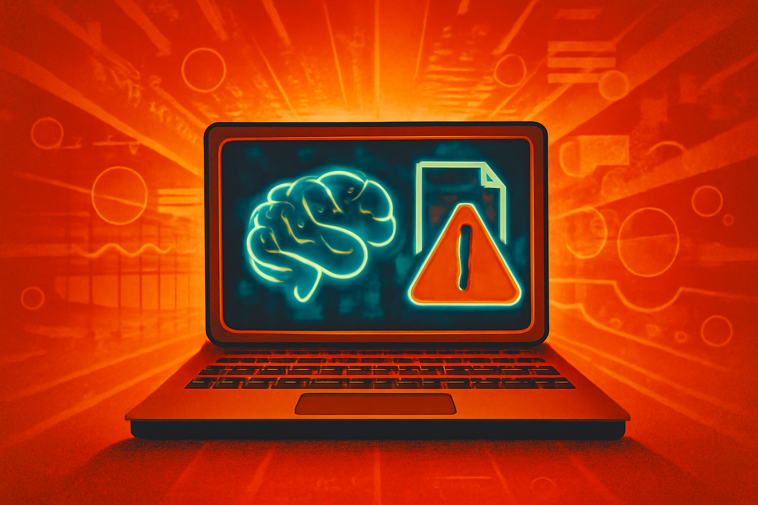 A digital magnifying glass scans a stack of scientific journals, with red warning flags popping up to indicate suspicious data detected by AI.
