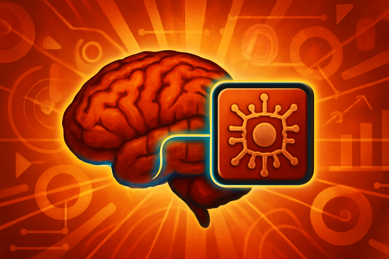 Editorial illustration showing a human brain silhouette next to a digital neural network with mismatched connection lines.