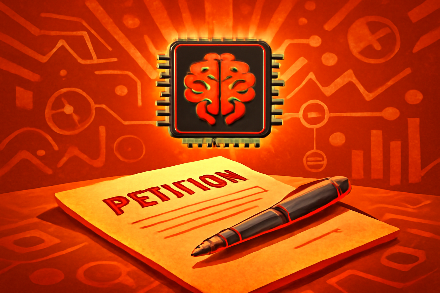 A conceptual image showing a digital neural network being regulated by a physical clock mechanism, representing the pacing of AI development.