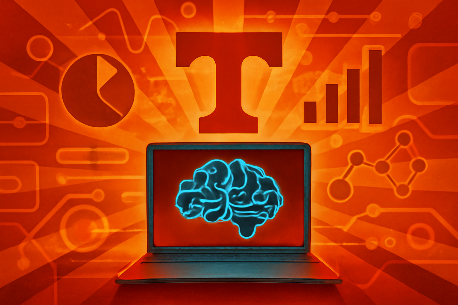 Researchers in a modern laboratory looking at a large digital screen displaying complex data visualizations and neural network patterns, representing AI-driven scientific discovery.