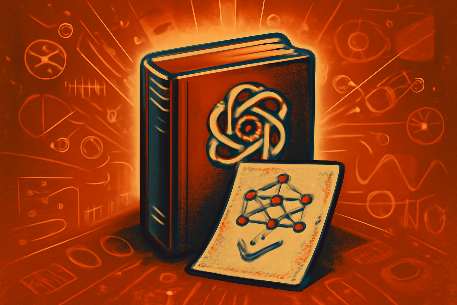 A digital screen displays complex white mathematical formulas and programming code against a dark background in a modern laboratory setting.