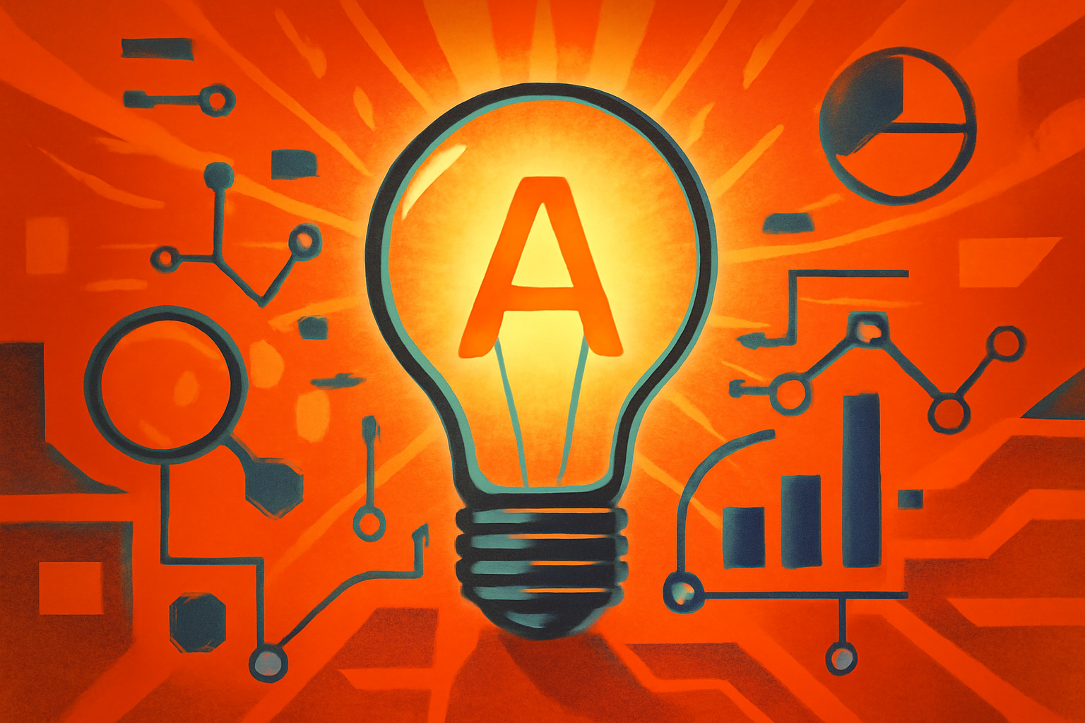 An editorial-style image representing corporate leadership in the artificial intelligence sector, featuring a modern office environment.