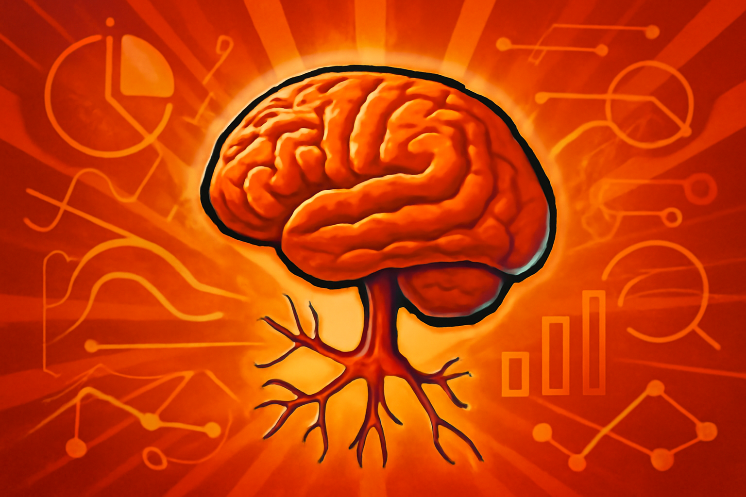 An artistic rendering of a human brain cell designed to look like a high-tech microprocessor with glowing nodes and intricate electric circuits.