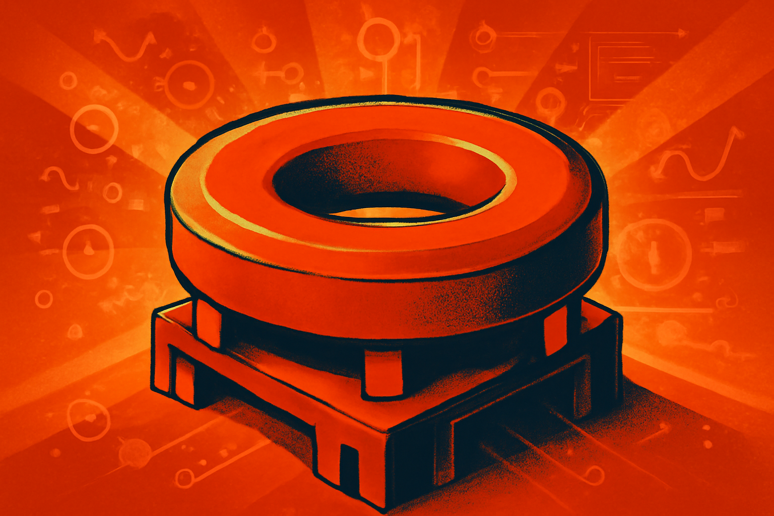 A massive circular superconducting magnet for a nuclear fusion reactor sits in a Chinese research facility.