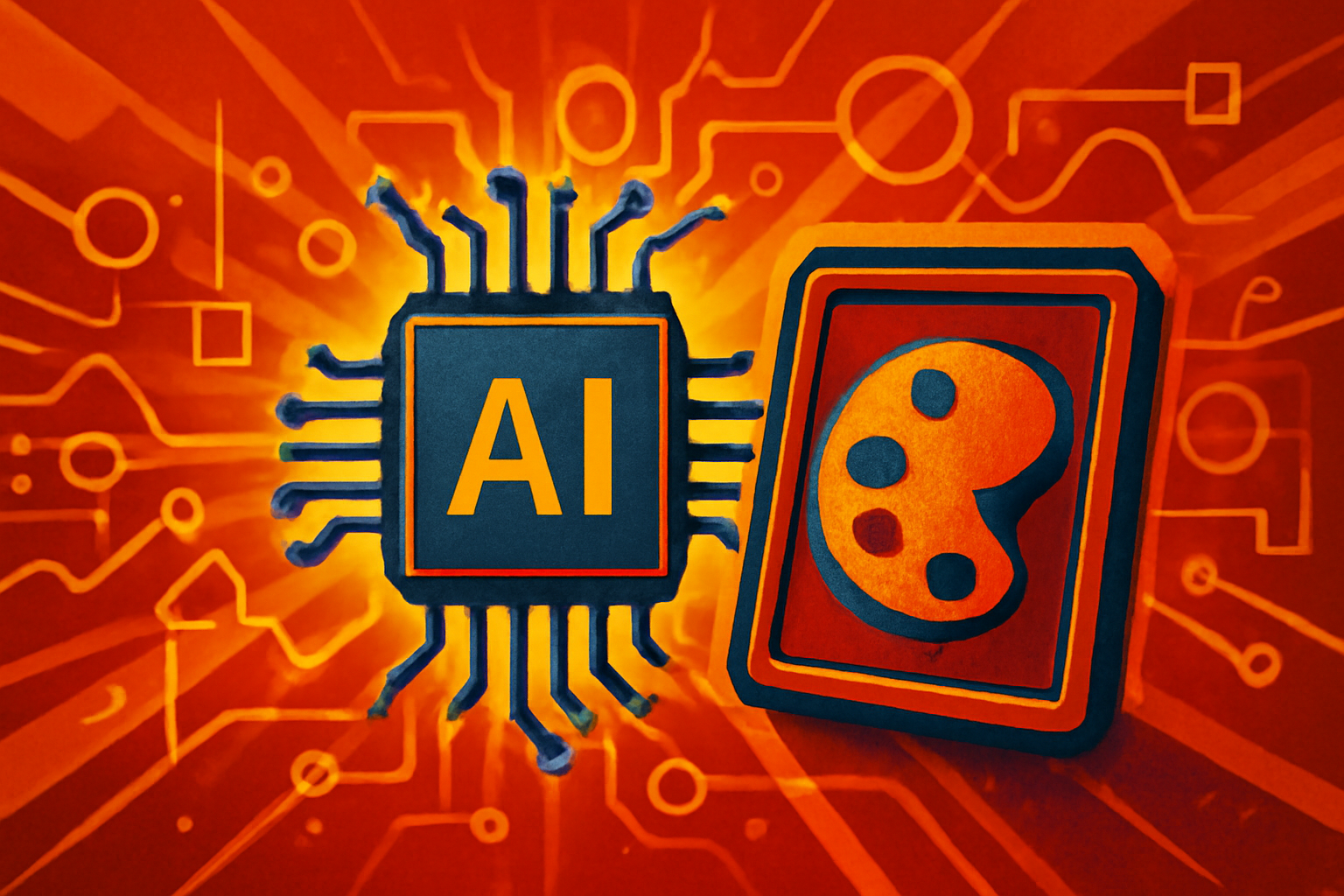 A digital art piece depicting a face breaking apart into glowing particles that merge into a complex web of connections, symbolizing the loss of individual attribution in AI systems.