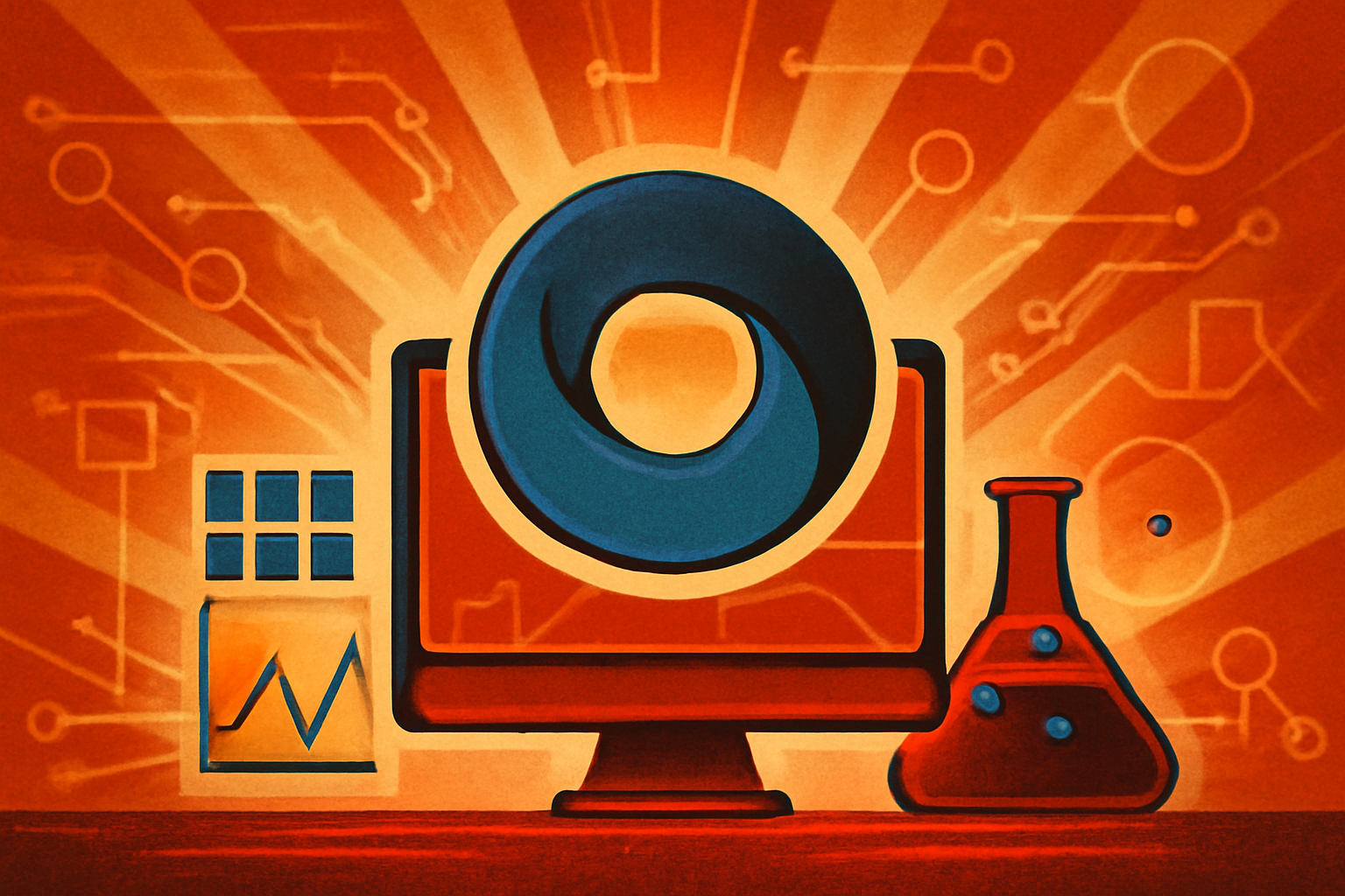 A modern glass research building in Seoul featuring digital network overlays that symbolize artificial intelligence and scientific collaboration.