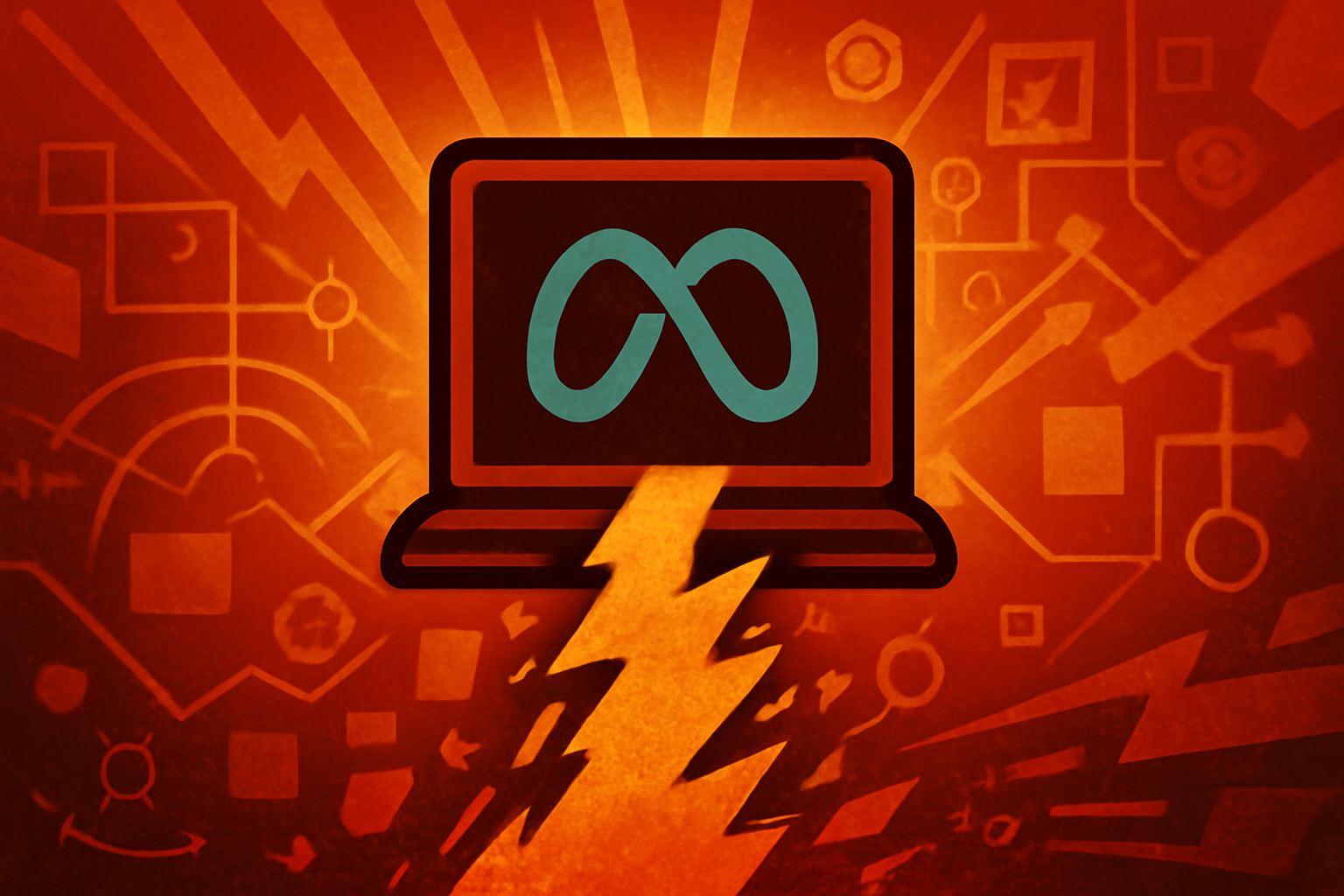 A digital illustration depicting an AI interface alongside unlocked security icons and data streams, symbolizing a corporate digital security breach.