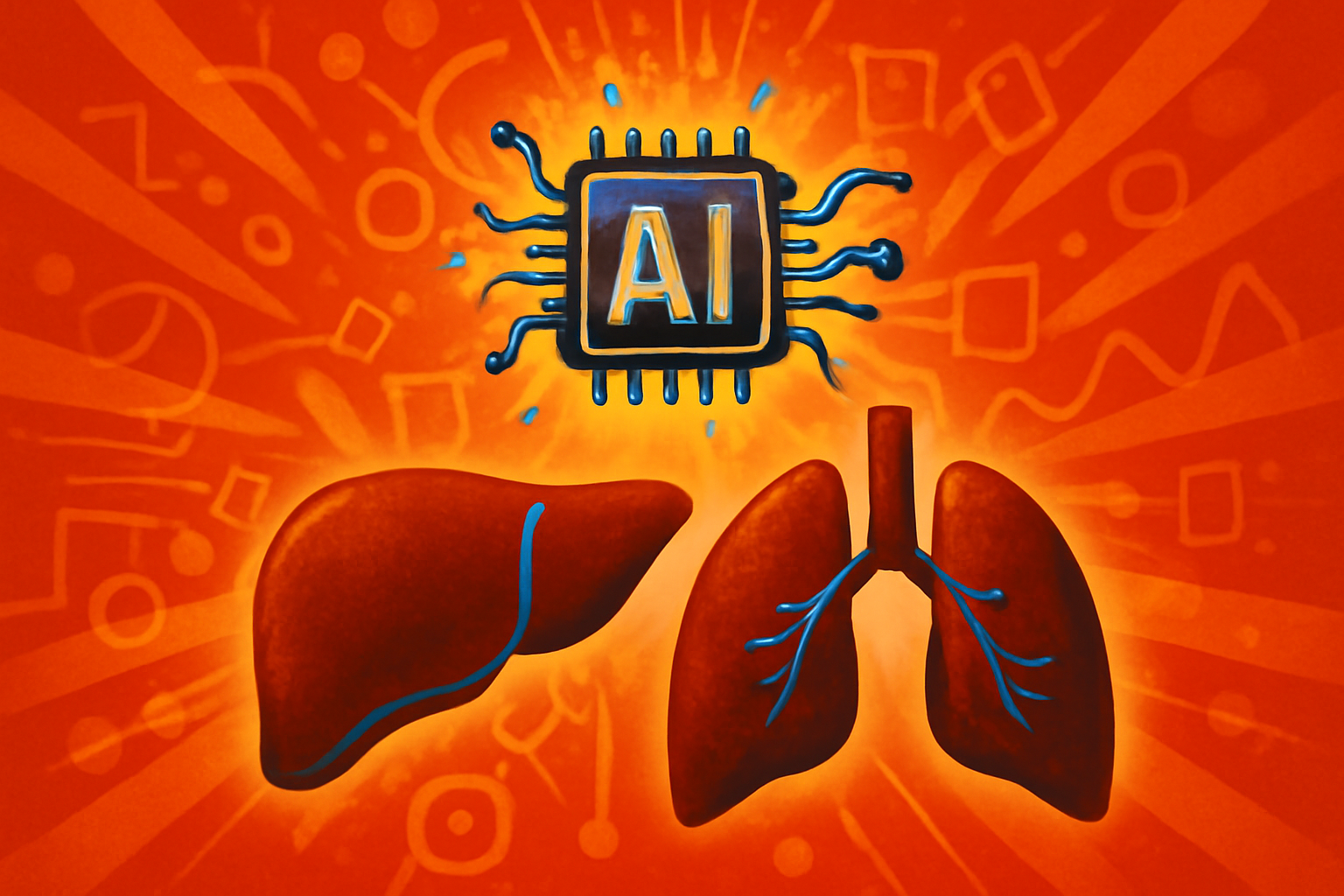 A high-tech digital screen showing a 3D chemical molecule with glowing data nodes, symbolizing AI-driven drug discovery in a modern medical laboratory.