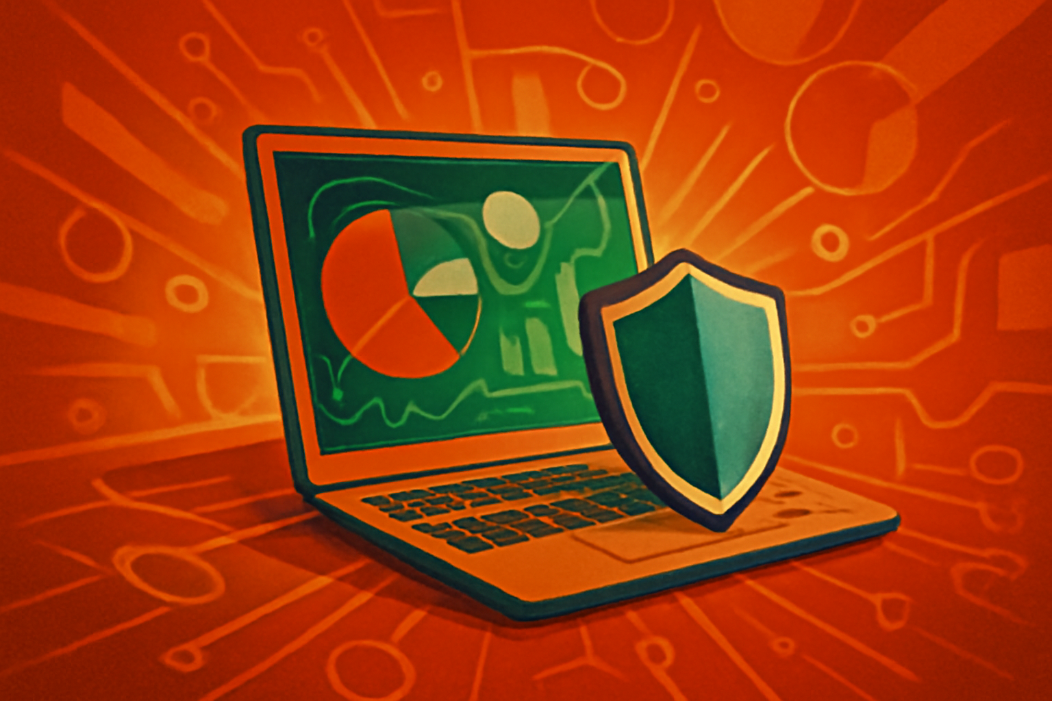 Conceptual editorial image showing logos of major AI companies grouped together against a backdrop of legal and national security symbols.