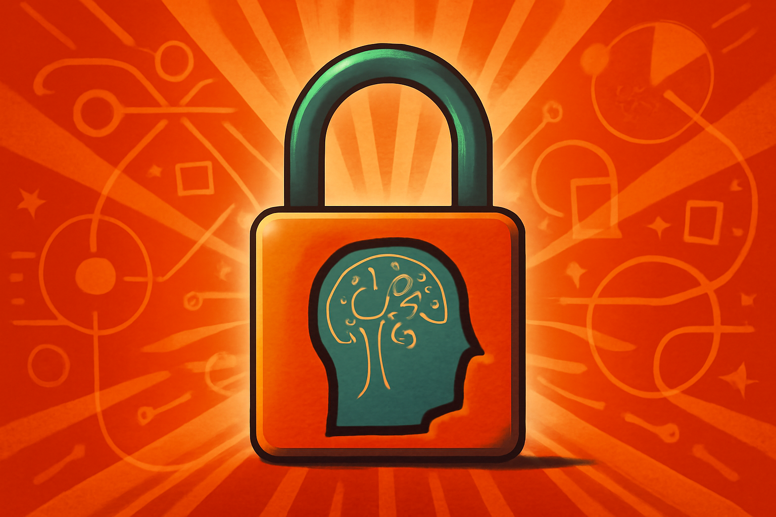 An abstract AI control interface with an emergency stop button in a modern control room.
