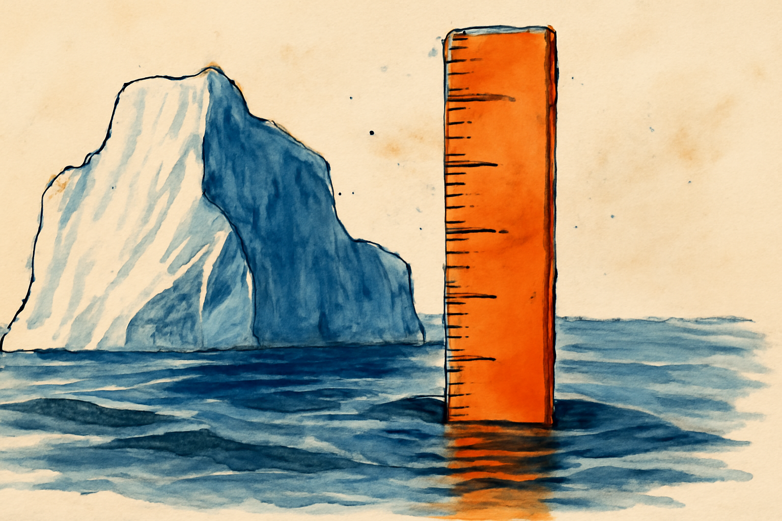 Illustration of seawater reaching beneath an Antarctic glacier across a broad grounding zone above a rocky ridge.