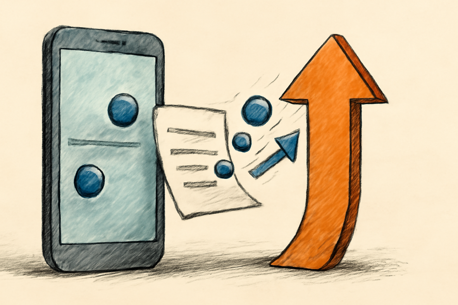 Illustration of an AI agent comparing possible actions on a smartphone screen.